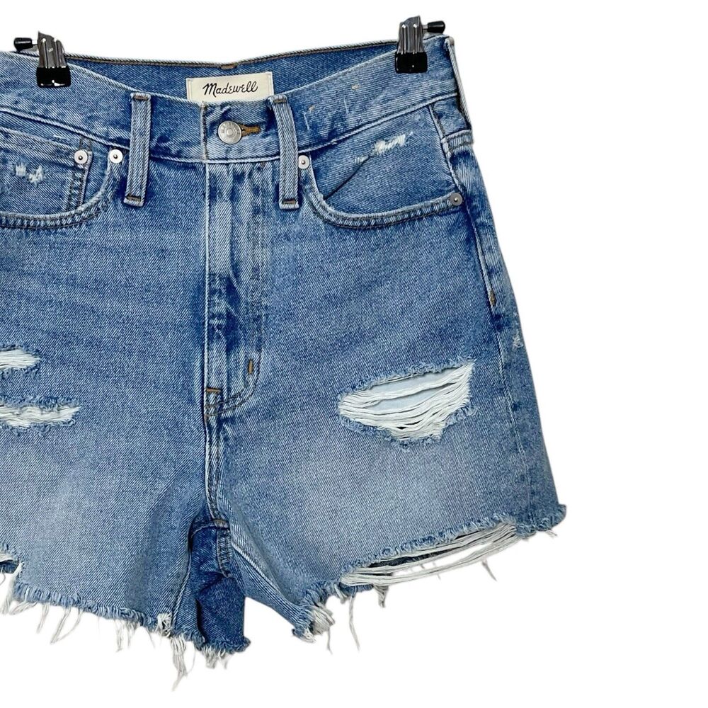 Madewell‎ Momjean Shorts Flintwood Wash Size 23 High Rise Distressed Cotton - Picture 4 of 12